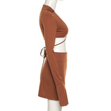 Long-sleeved Tie-up Split Hip Skirt Casual Suit
