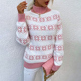 Half High Neck Christmas Snowflake Sweater