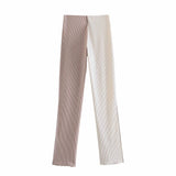 Sexy Color Matching Skinny Flared Pants