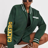 Letter Print Hit Color Baseball Uniform