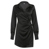 Knotted Shirt Drape V-neck Dress