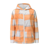 Woolen Multicolor Hooded Zipper Warm Blouse