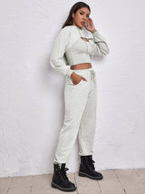 Sports Drawstring Hoodie Loose Three-Piece Suit