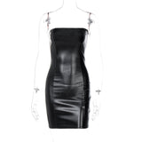 Sexy Halter PU Tube Top Dress