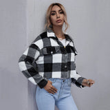Loose Plaid Thick Plush Short Coat