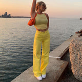 Candy Color High Waist Casual Straight Pants