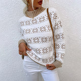 Half High Neck Christmas Snowflake Sweater