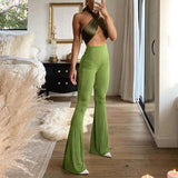 Vintage Sexy Fitness High Waist Rise Flare Pants