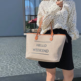 Canvas Fashion Printed Letters Large Capacity Shoulder Bag