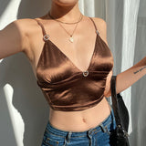 Summer V-Neck Print Slim Top