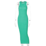 Casual Knitted Sleeveless Round Neck Dress