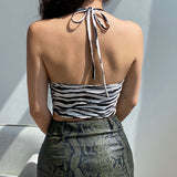 Contrast Color Halterneck Slim Fit Cropped Camisole