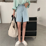 High-waisted Wide-leg Denim Shorts