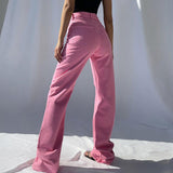High Waist Ripped Straight Wide Leg Jeans