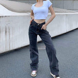 MADISON BLACK WIDE LEG JEANS