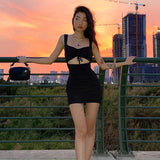 Sling V-neck Halter Sexy Hollow Slim Fit Hip Dress