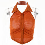 Halter Single-breasted Lapel Top