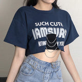 Street Hipster Personality Chain Print T-shirt
