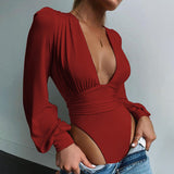 Women's sexy long-sleeved bodysuit