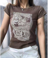 American Retro Cartoon Comic Short Sleeve T-shirt