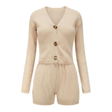 Two-piece casual sweater shorts suit