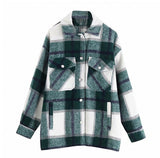 Stylish Pockets Oversized Plaid Jacket