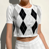 Breasted Woolen Short-Sleeved T-Shirt