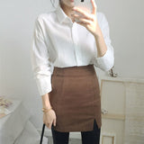 Woolen Slit High Waist Bag Hip Skirt
