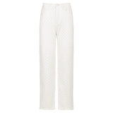 Ripped Texture Jeans Wide-Leg Pants