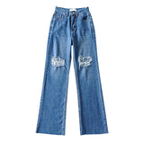 Retro Ripped Wide-leg Jeans
