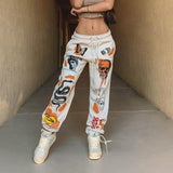 Street Trend Multi-Pattern Printing Strap Casual Pants