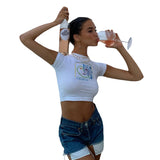 Printed Cropped Sexy Slim Short T-Shirt