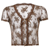 Lace Small Cardigan Short-Sleeved Top