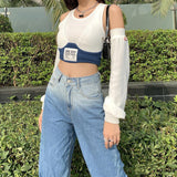 K-pop Long sleeves off-the-shoulder shirt