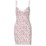 Sexy V-neck Lace Sling Print Temperament Dress