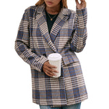 Double-breasted Checkered Casual Blazer