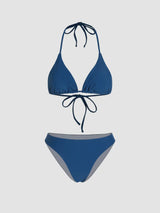 Ensemble 3 pièces bikini uni dos nu avec sarong assorti