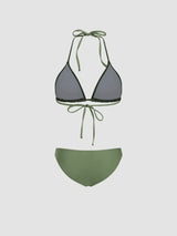 Bikini triangle dos nu à col halter avec sarong floral assorti