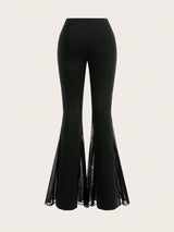 Pantalon évasé fendu extensible