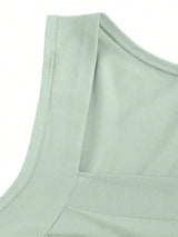 Robe longue sans manches de couleur unie