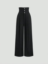 Pantalon ample noir à taille ultra haute