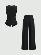 Ensemble gilet sans manches et pantalon large