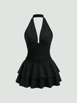 Robe mini dos nu col en V