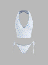 Ensemble tankini floral avec attaches latérales et bretelles réglables