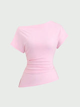 T shirt grande taille col asymétrique