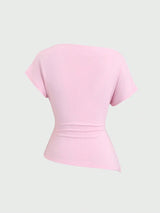T shirt grande taille col asymétrique