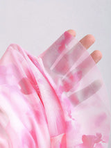 Robe courte rose asymétrique fleuri