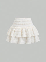 Jupe courte nude volants style Y2K