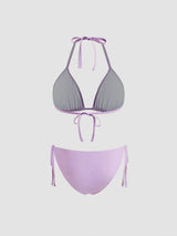 Ensemble bikini floral col V noué avec sarong assorti