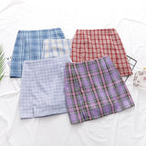 High waist skirt side slit multicolor skirt